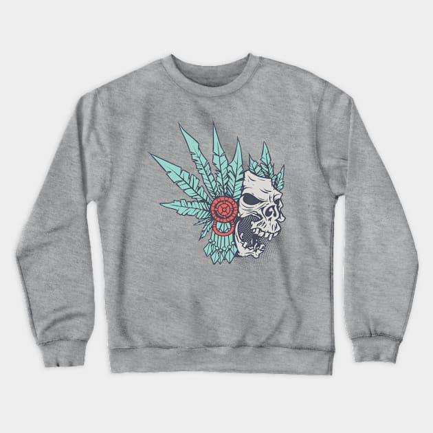 Zombie Outbreak Aztec Skull Warrior Crewneck Sweatshirt by XOZ